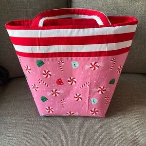 Festive Pink Candy Cane Tote Bag